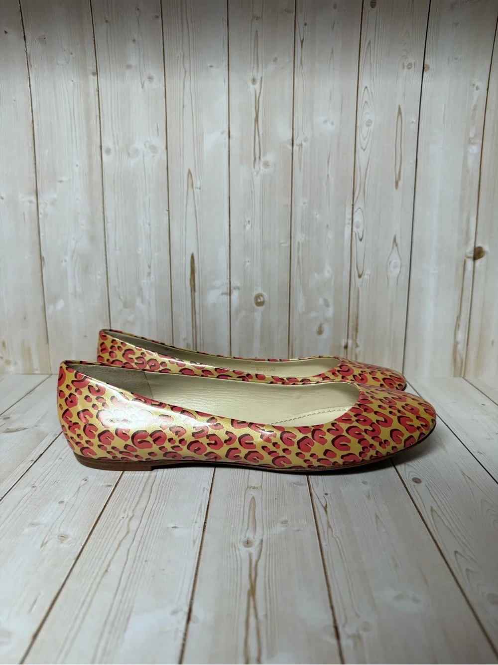 Louis Vuitton Leopard Print Patent Leather Ballet Flat Blanc Corail Sz 39 / 9